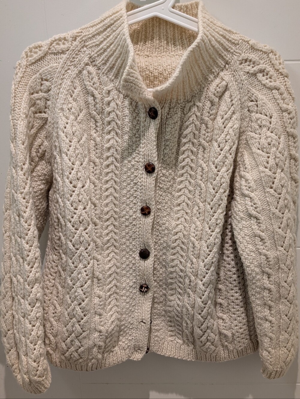 Chunky Cream Cable Knit Button-Up Cardigan